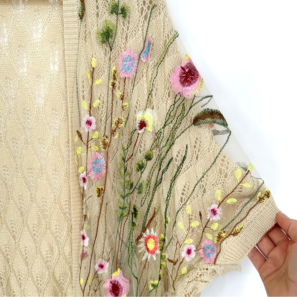 Mesh and Lace Floral Cardigan - Picture 3 of 8